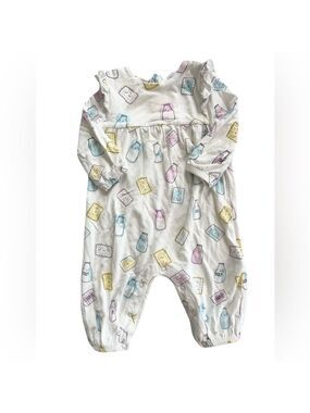 Angel Dear 3m Bamboo Baby Romper Milk and Cookies Ruffled Shoulders Pastel